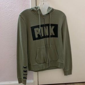 PINK Olive Green Zip Up
